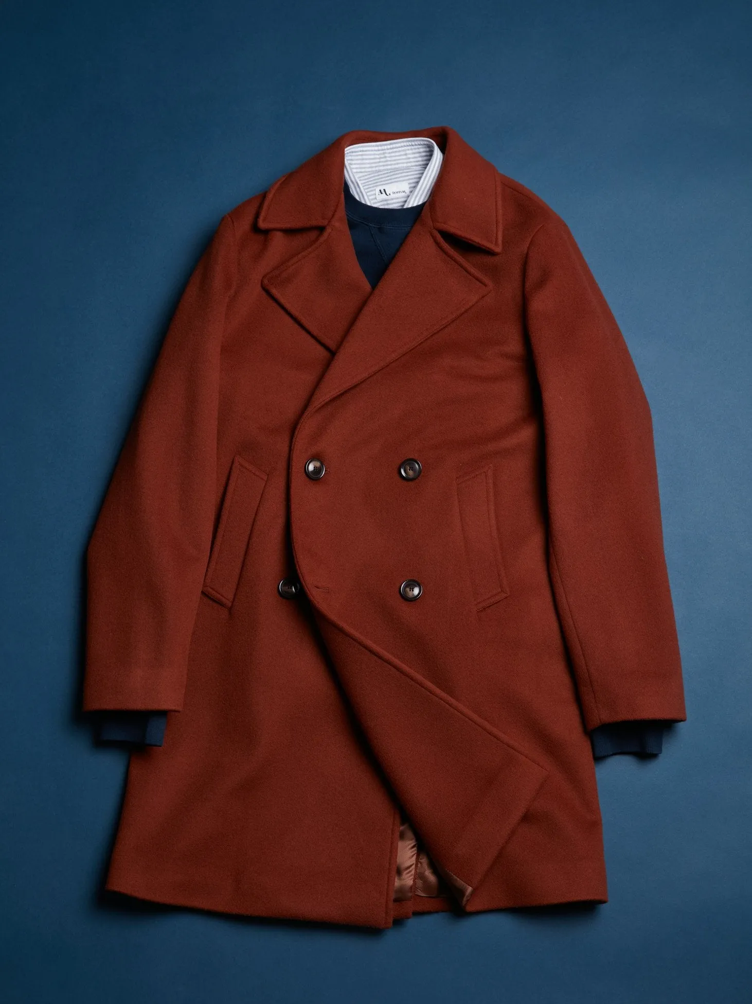 AALBANY RUST DOUBLE BREASTED COAT