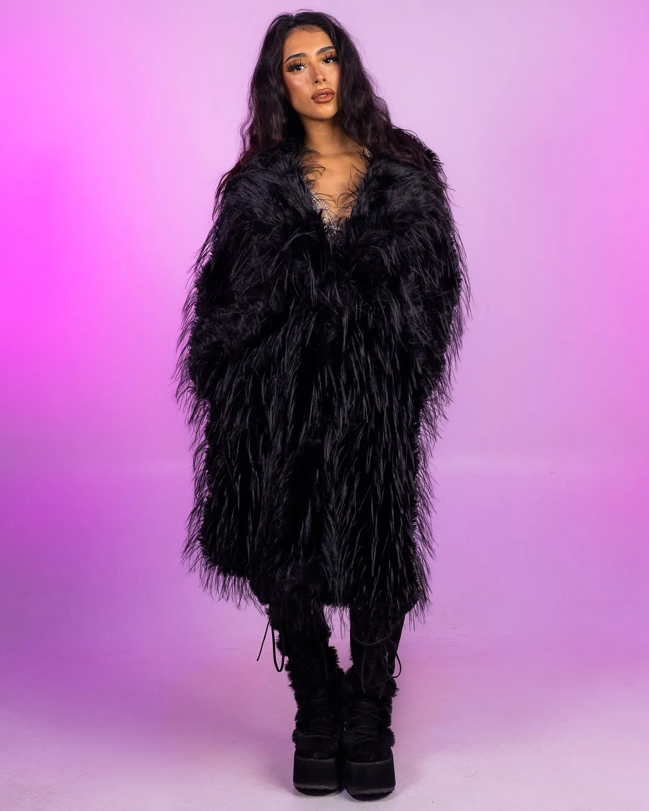 Black Deluxxx Faux Fur Coat