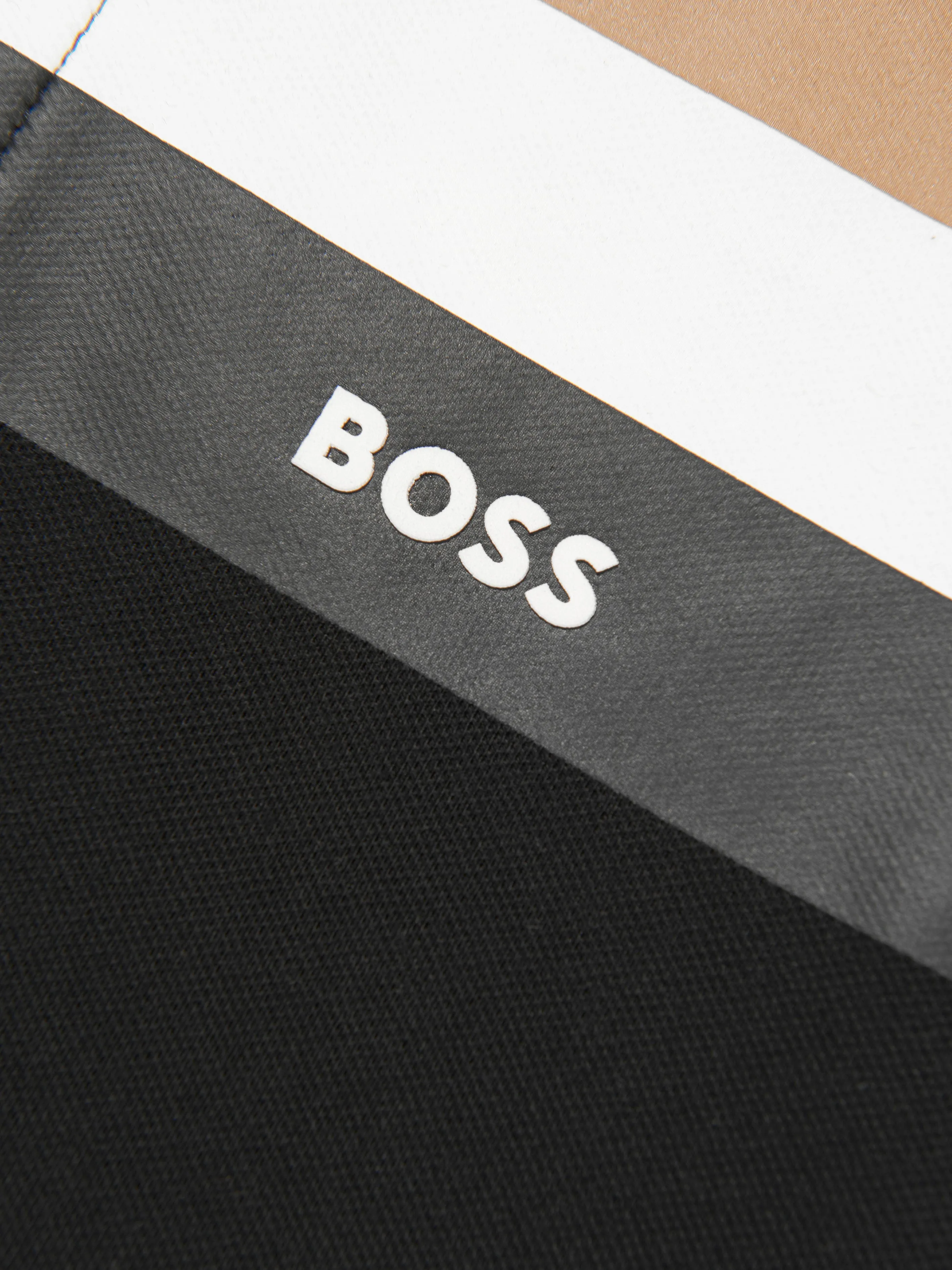 BOSS Boys Striped Polo Shirt In Black