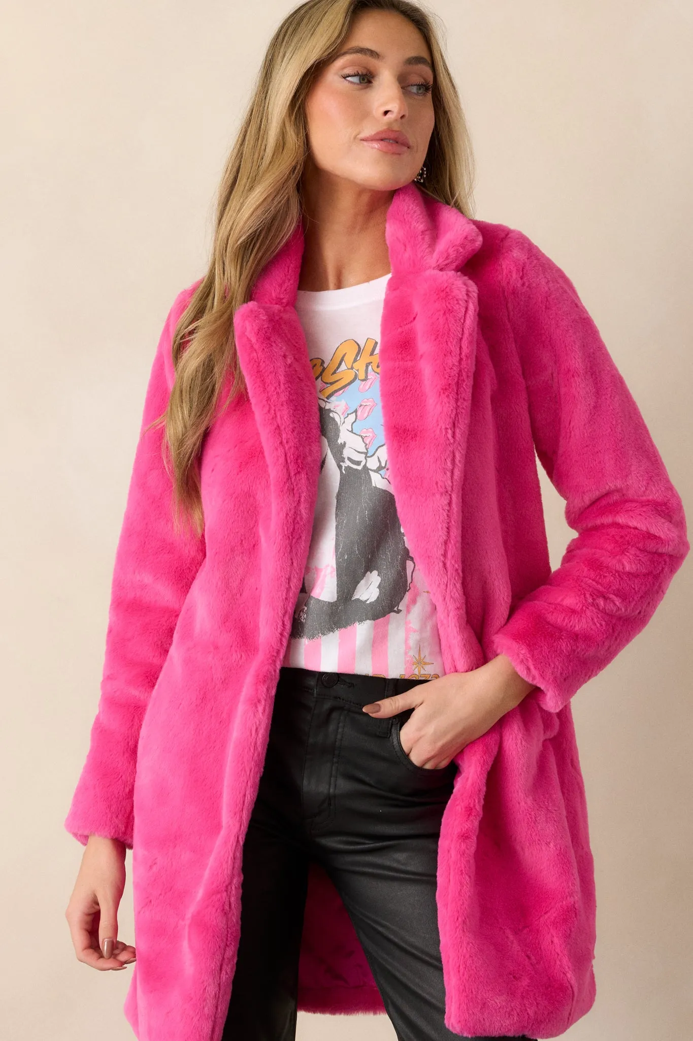 Breath of Fresh Air Hot Pink Faux Fur Coat