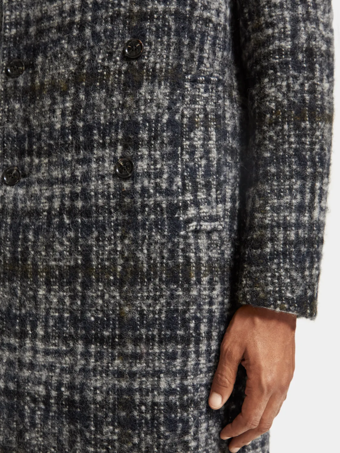 Check wool blend coat