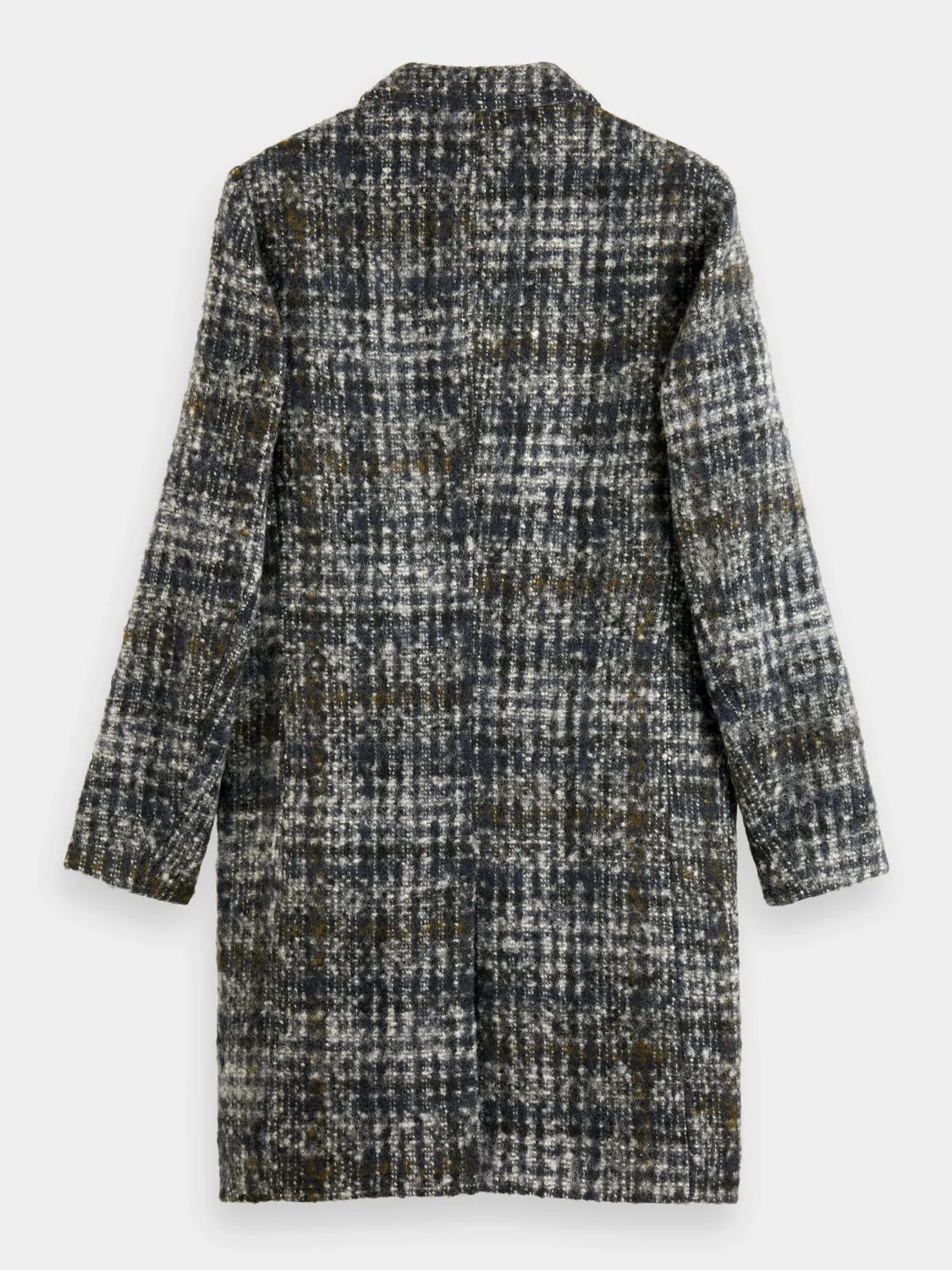 Check wool blend coat