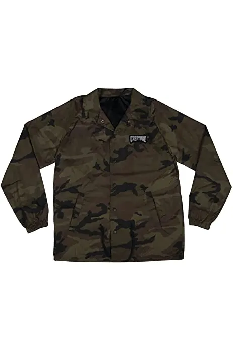 Creature Logo Trench Coach Men's Windbreaker Jackets, Camo