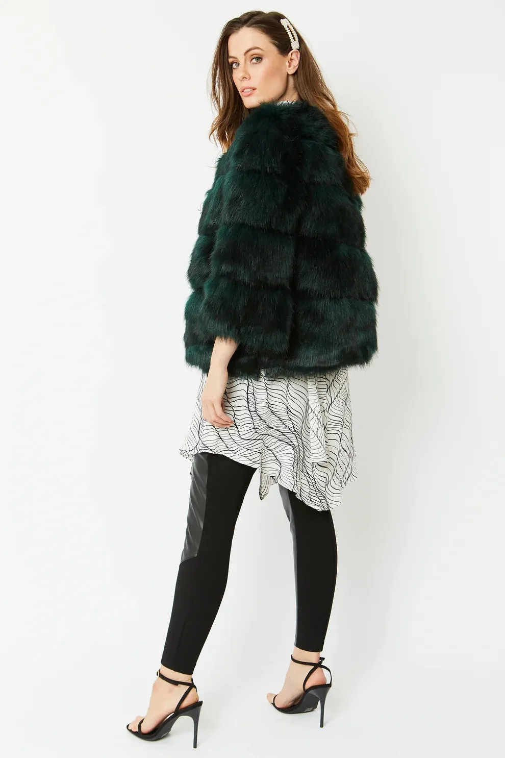 Dark Green Faux Fur Ella Coat