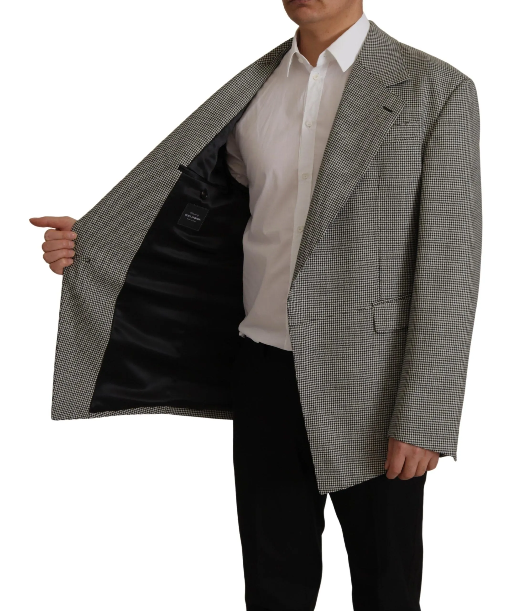 Dolce & Gabbana Elegant Gray Checkered Wool Blazer