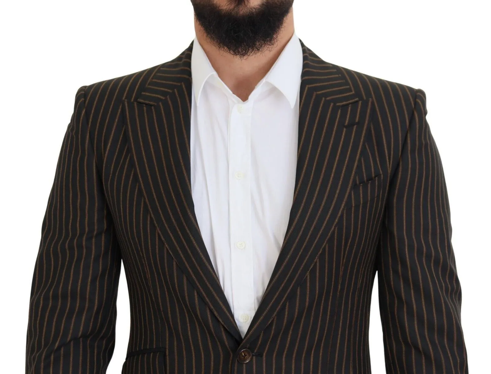 Dolce & Gabbana Elegant Striped Wool Blend Slim Blazer