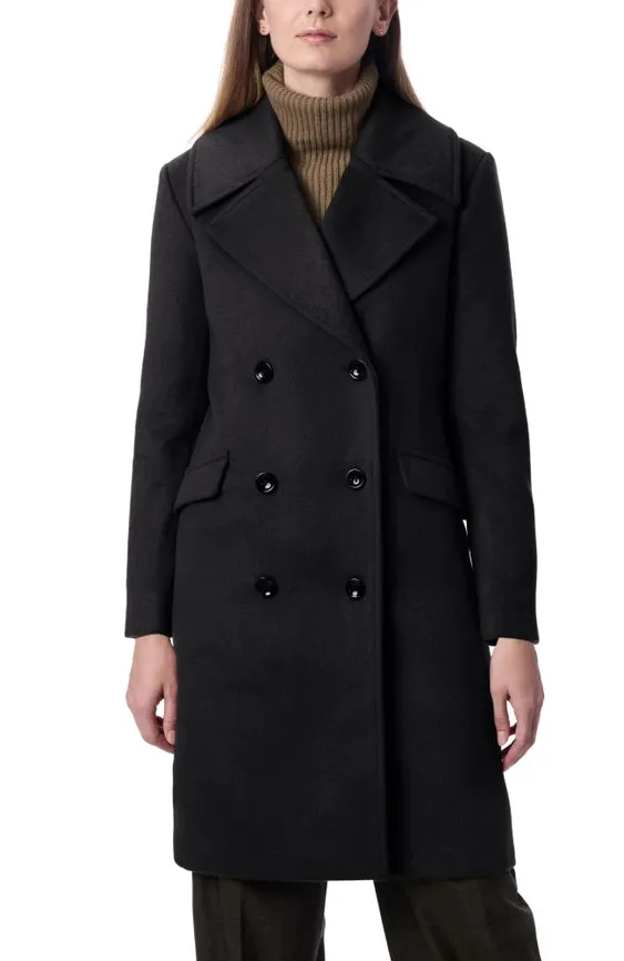 Double Breasted Wool Coat Black