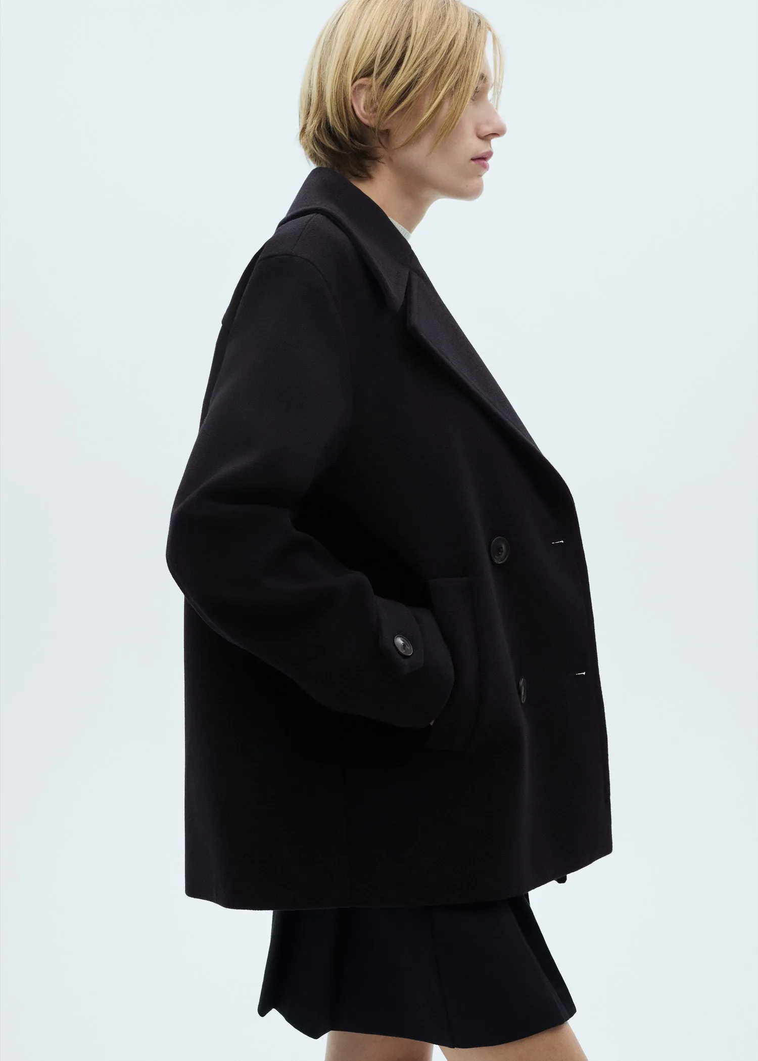 Double-breasted wool coat - Navy