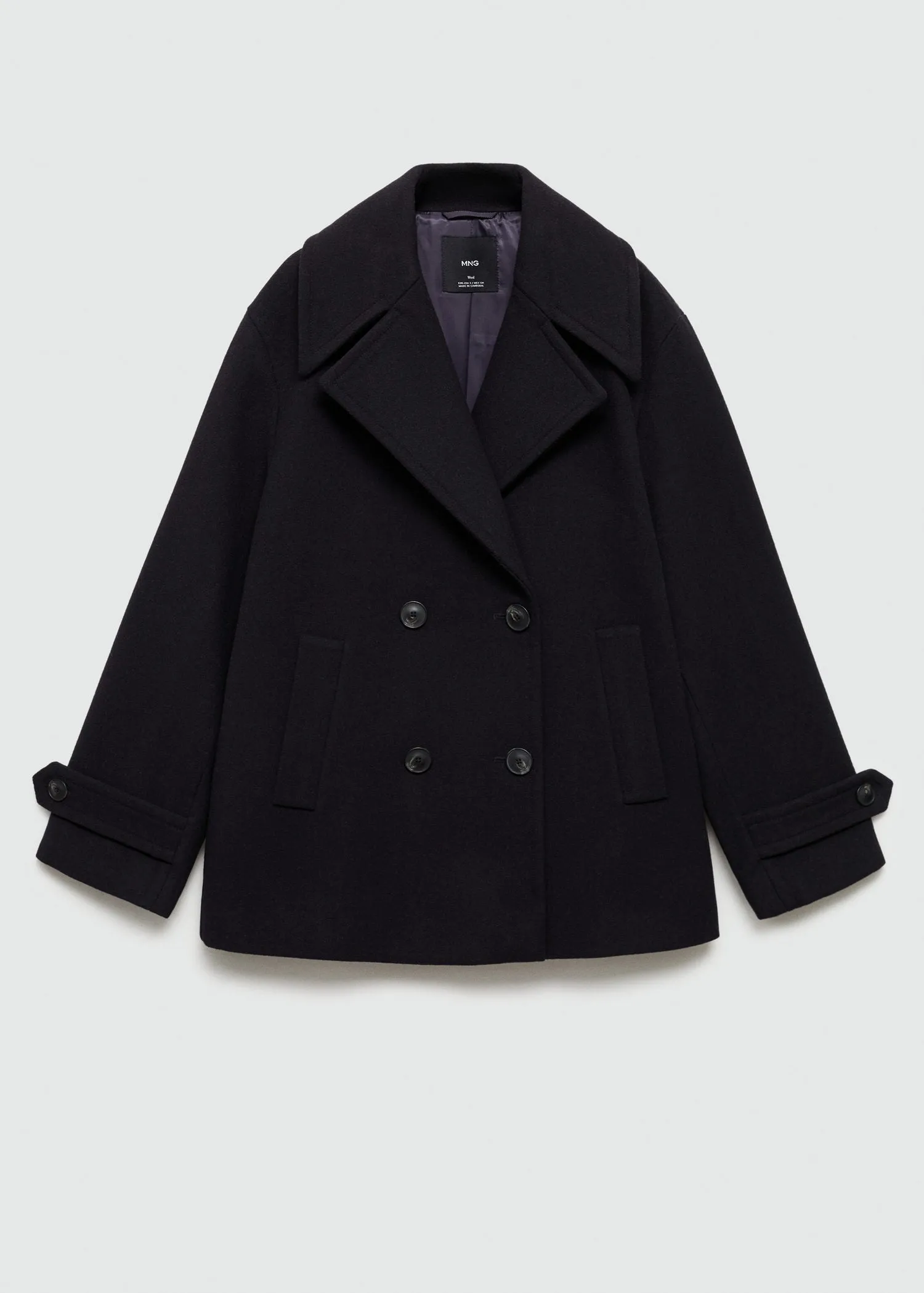 Double-breasted wool coat - Navy