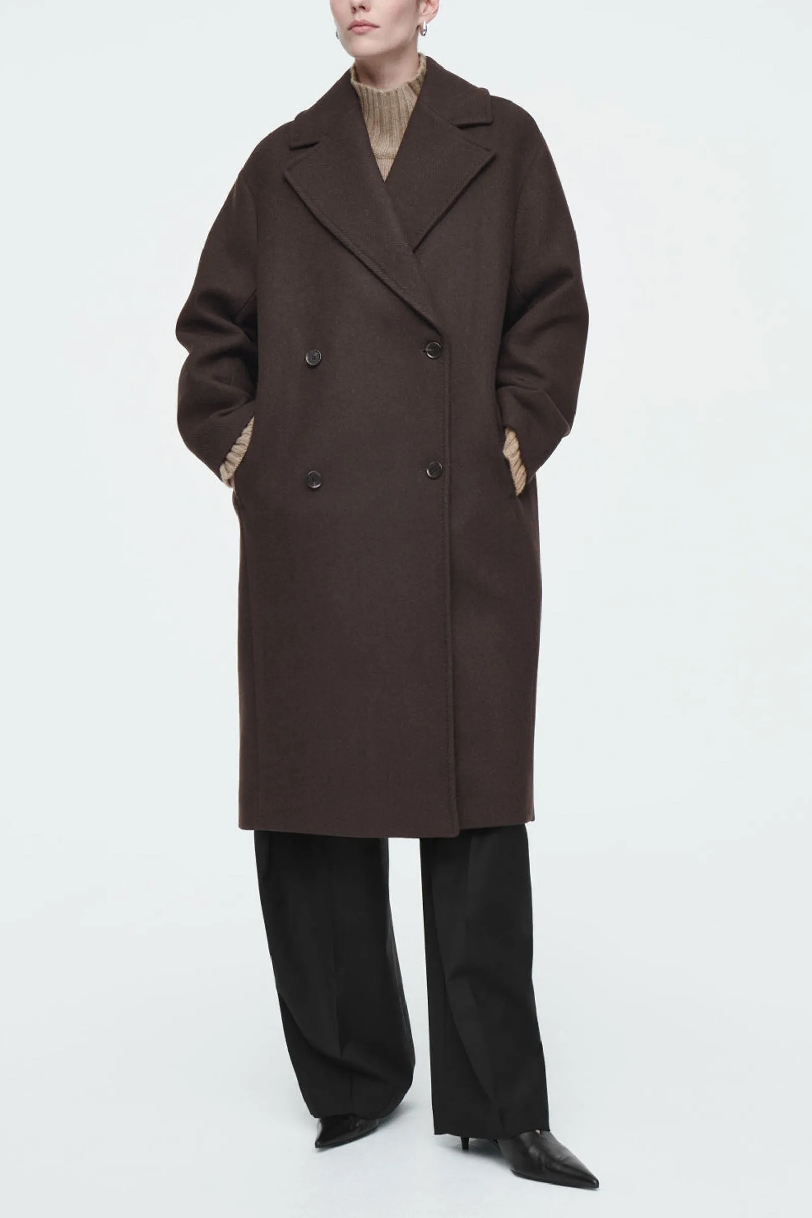 Double-breasted Wool-herringbone Coat