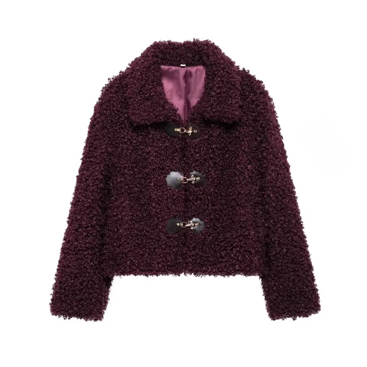 Edith Curly Faux Fur Toggle Jacket