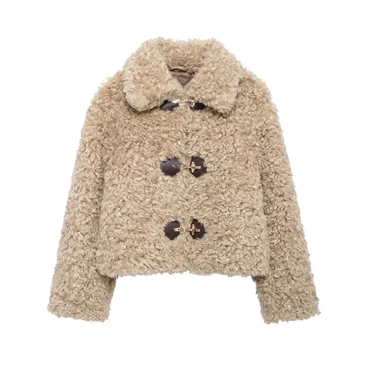 Edith Curly Faux Fur Toggle Jacket