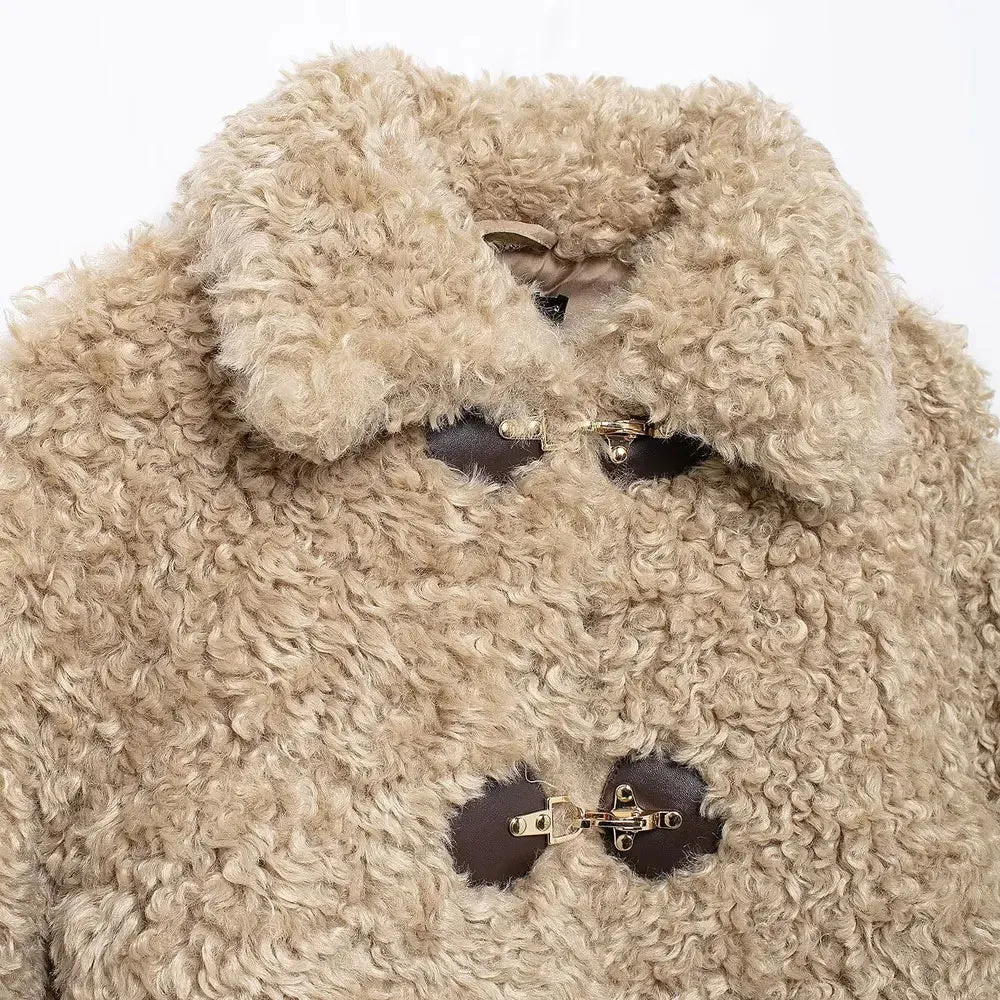 Edith Curly Faux Fur Toggle Jacket