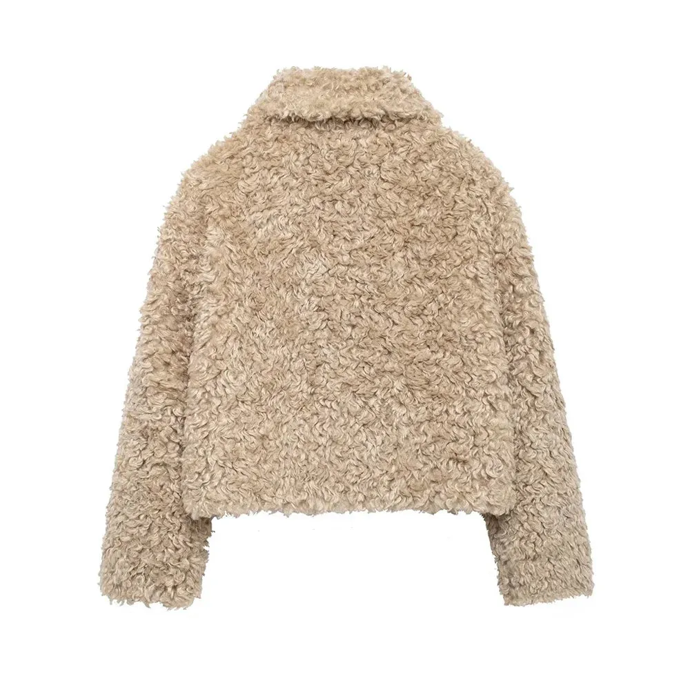 Edith Curly Faux Fur Toggle Jacket