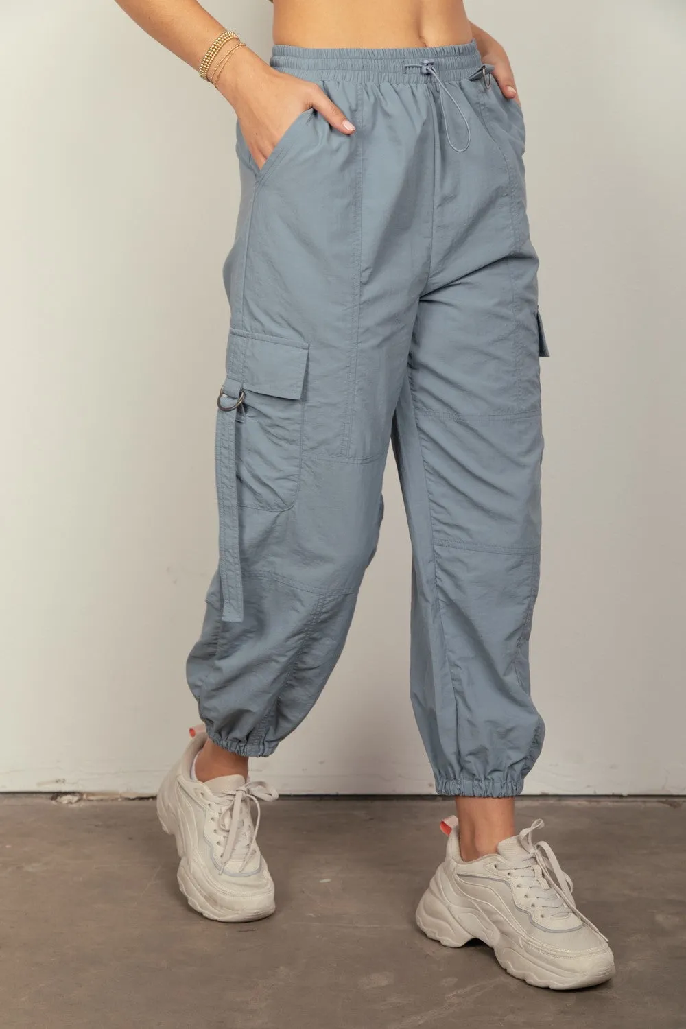 Elastic Waist Woven Cargo Pants