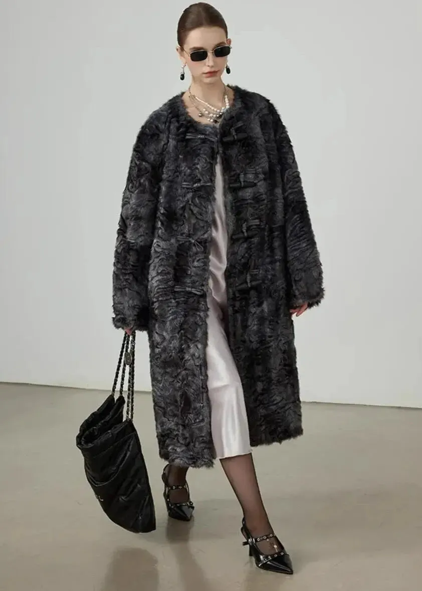 Elina Gradient Tie-dye Faux-Mink Fur Toggle Coat