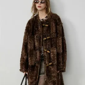 Elina Gradient Tie-dye Faux-Mink Fur Toggle Coat