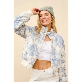 Embrace Cozy Chic with Toile Inspired Corduroy Puffer Crop Jacket