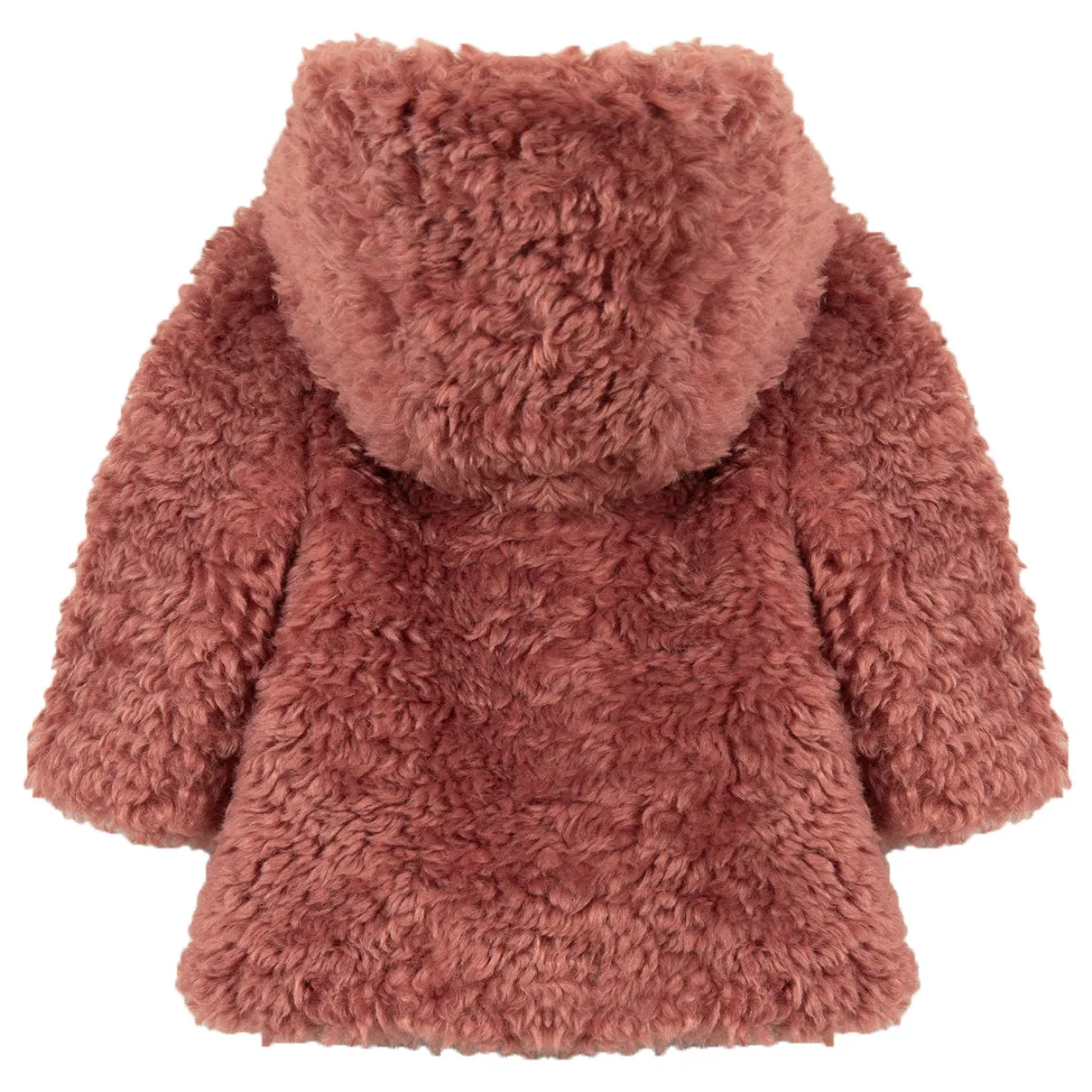 Faux Fur Hooded Baby Coat, Dusty Pink