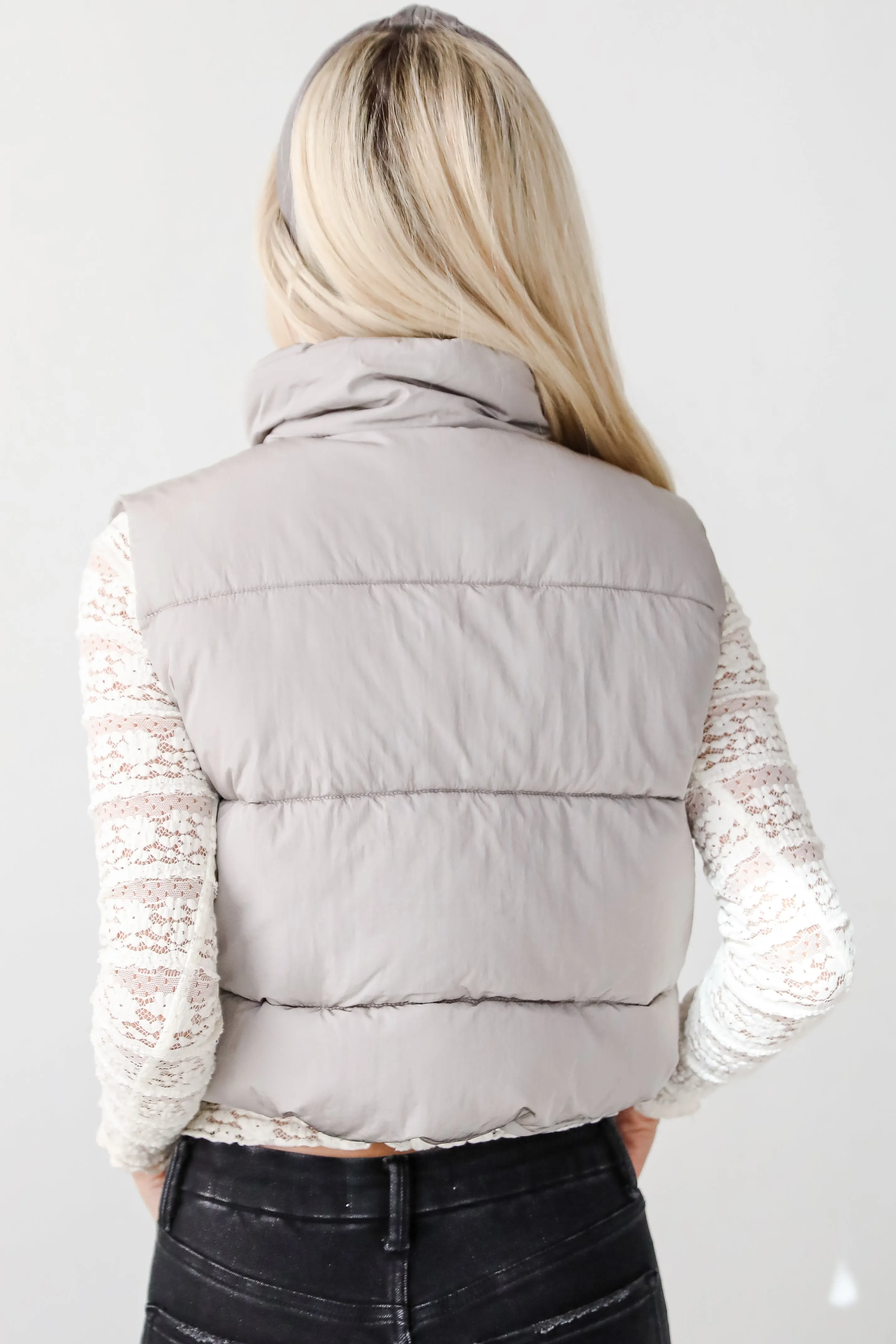 First Frost Light Grey Puffer Vest - DOORBUSTER