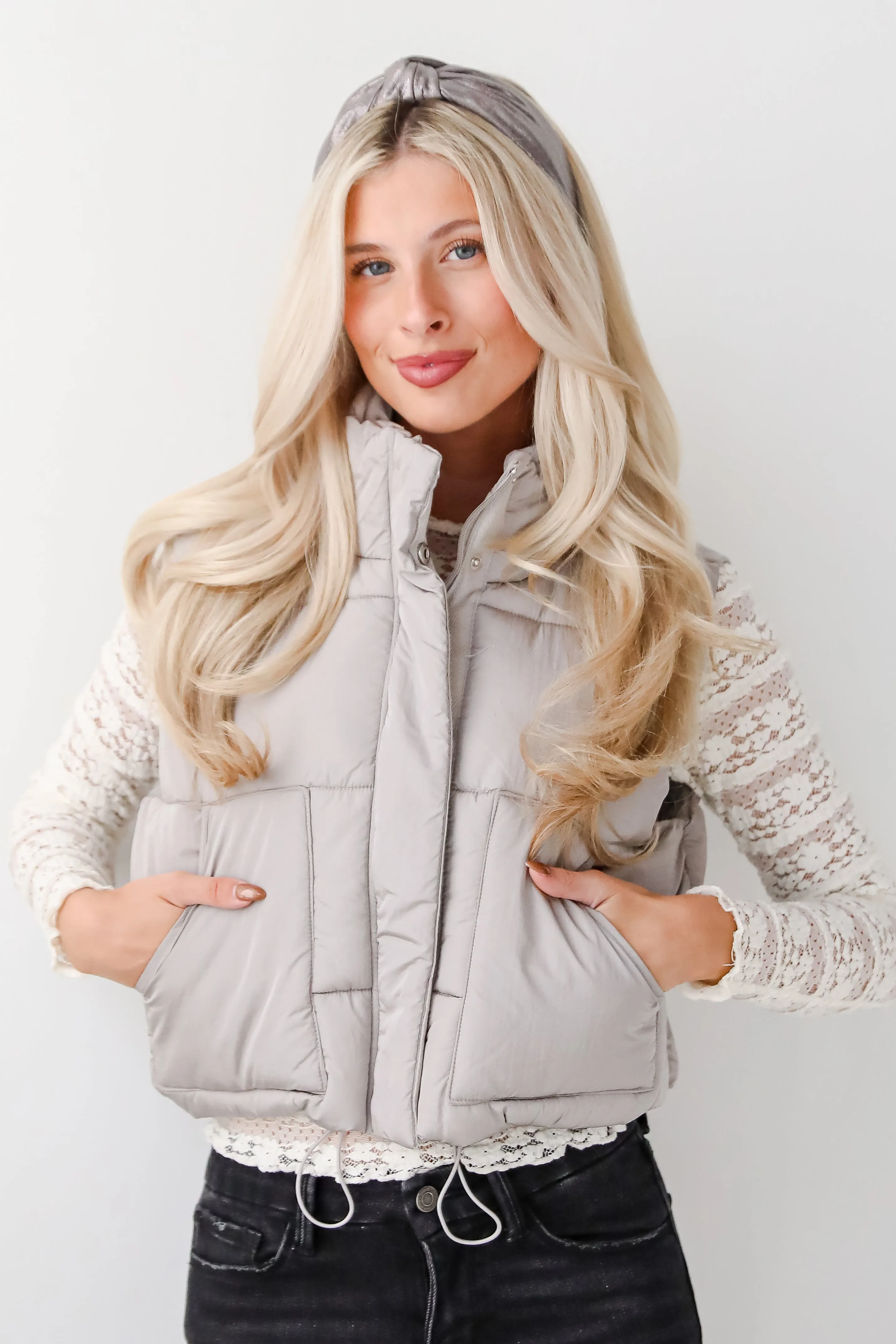 First Frost Light Grey Puffer Vest - DOORBUSTER