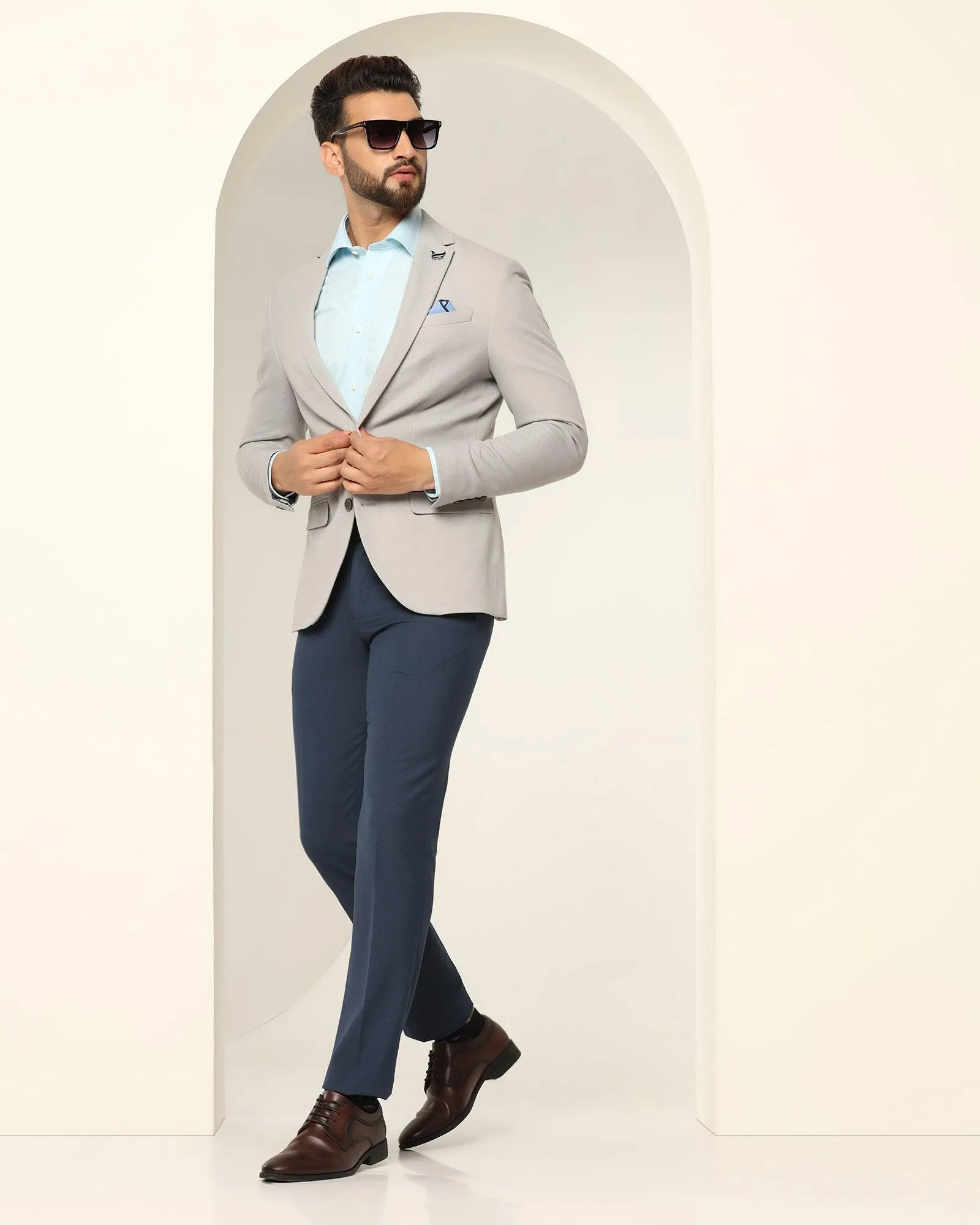 Formal Grey Textured Blazer - Jesse