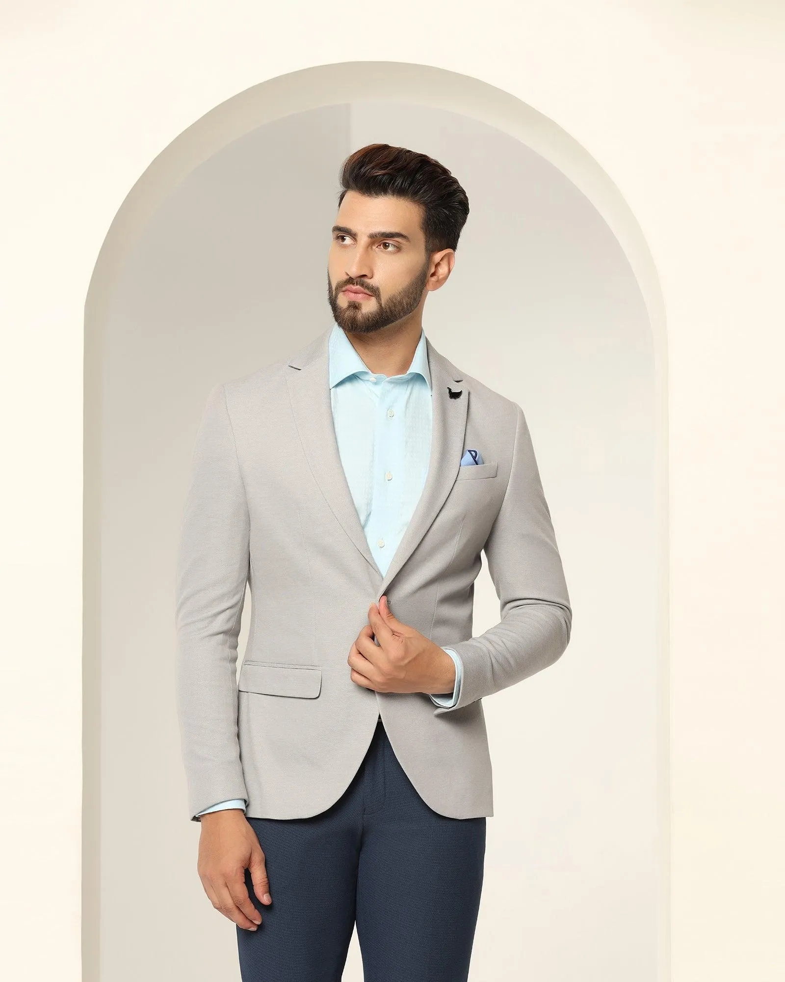 Formal Grey Textured Blazer - Jesse