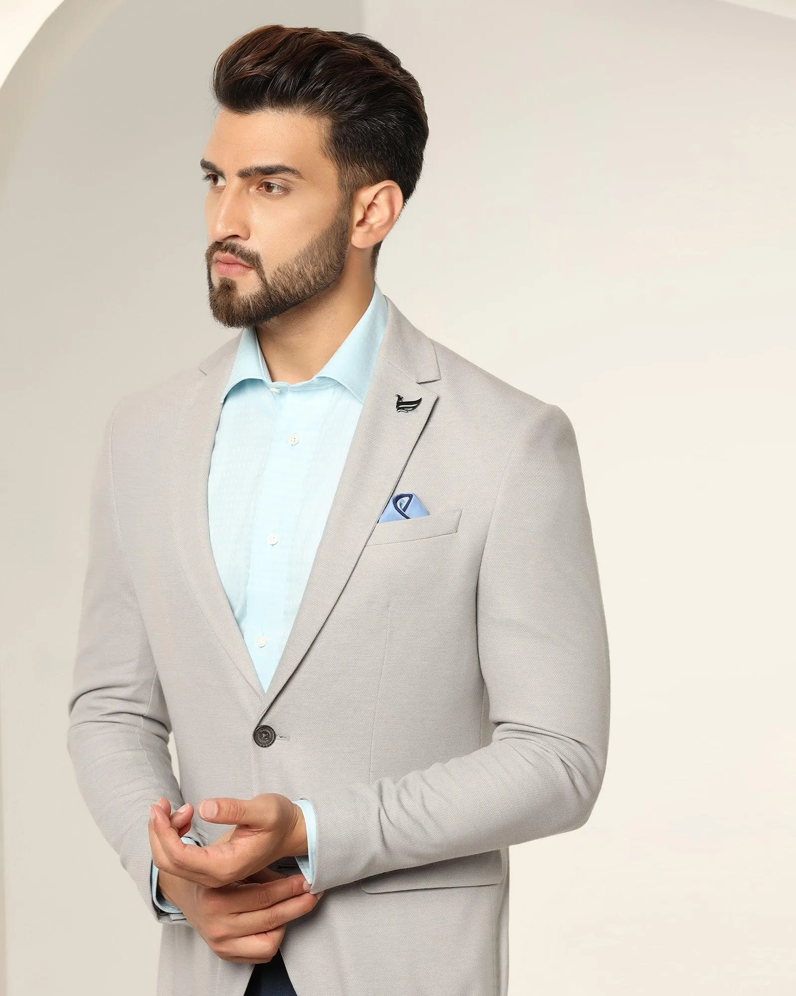 Formal Grey Textured Blazer - Jesse