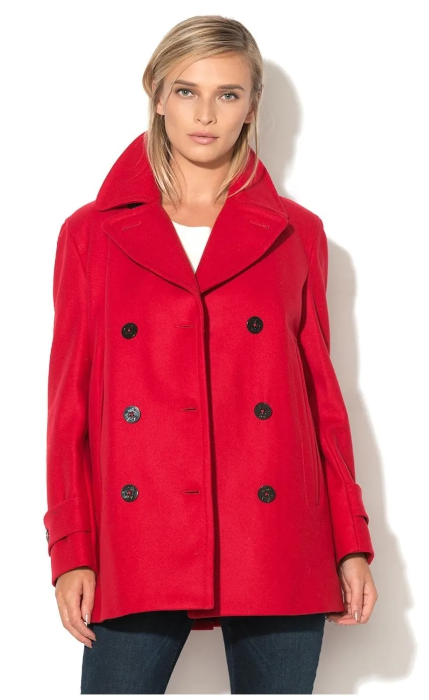 French Connection red wool blend double breasted coat - size 8