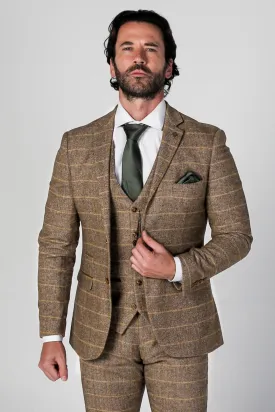 Harris - Mens Brown Tweed Check Blazer