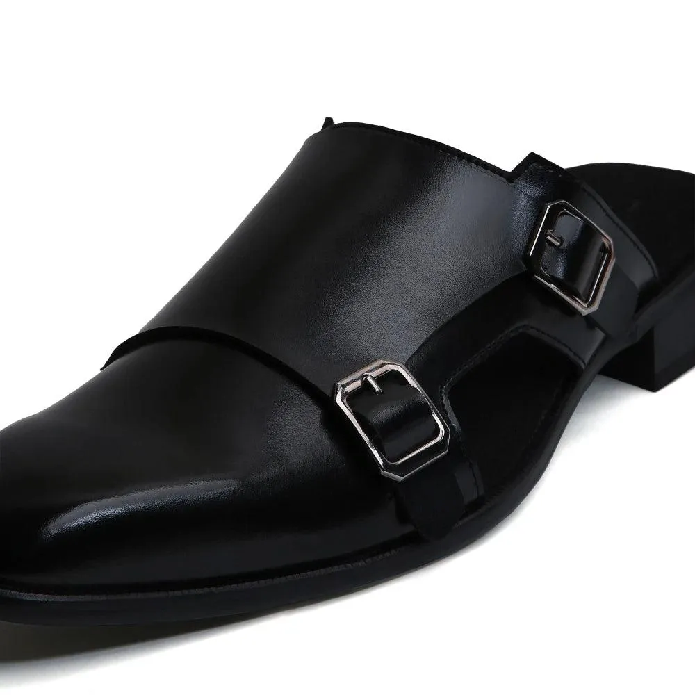 Hulio - Black Double Monk Mules