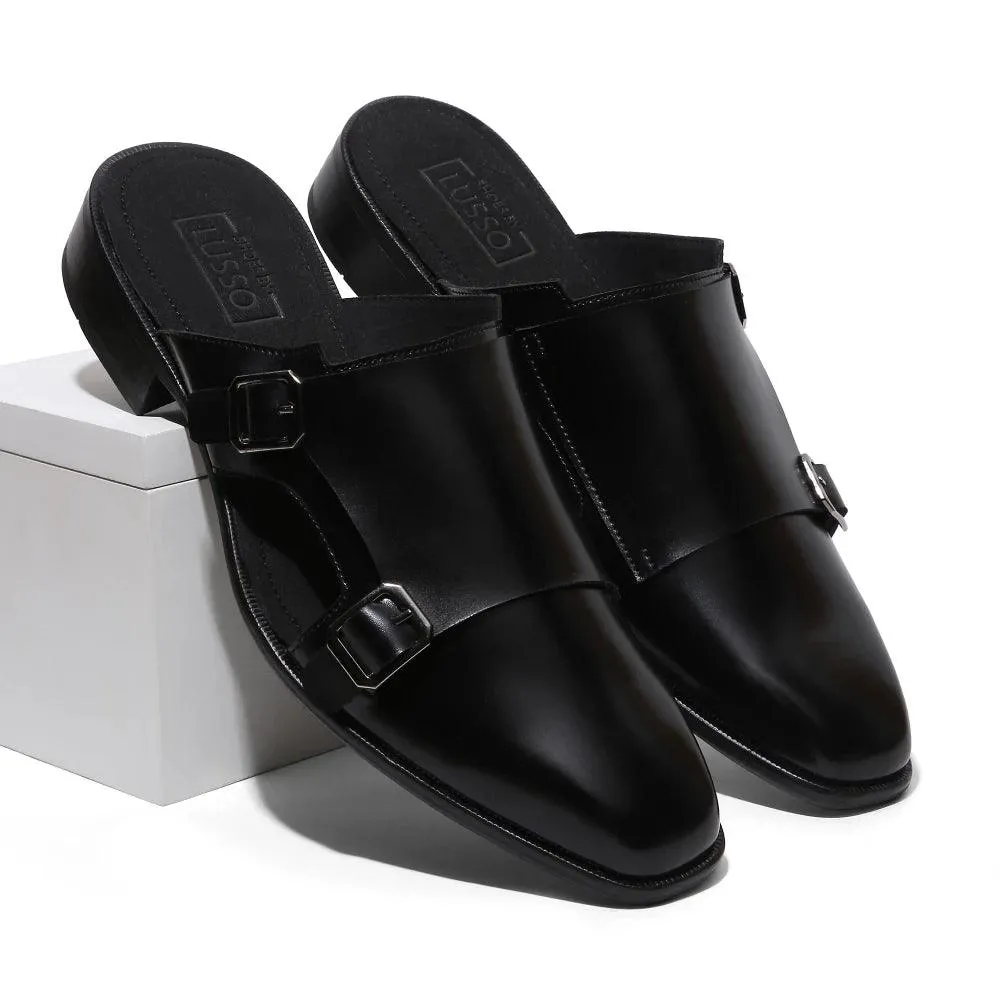 Hulio - Black Double Monk Mules