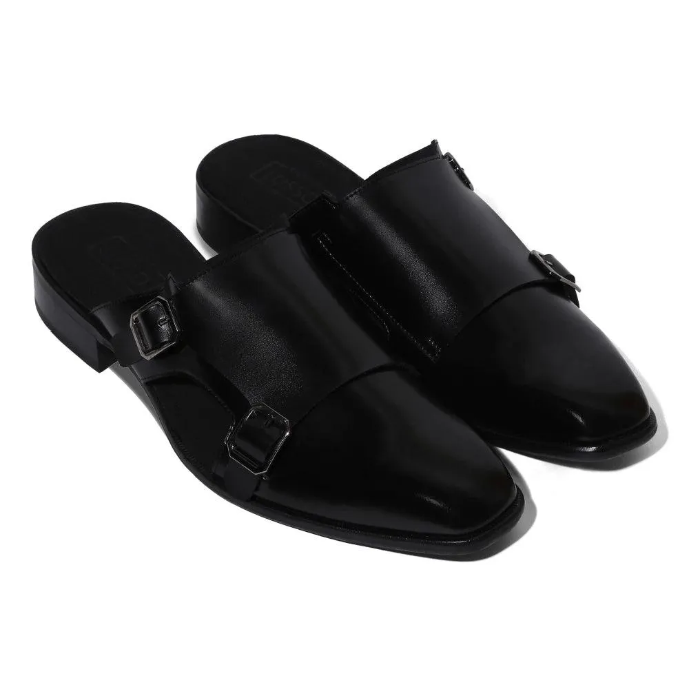 Hulio - Black Double Monk Mules