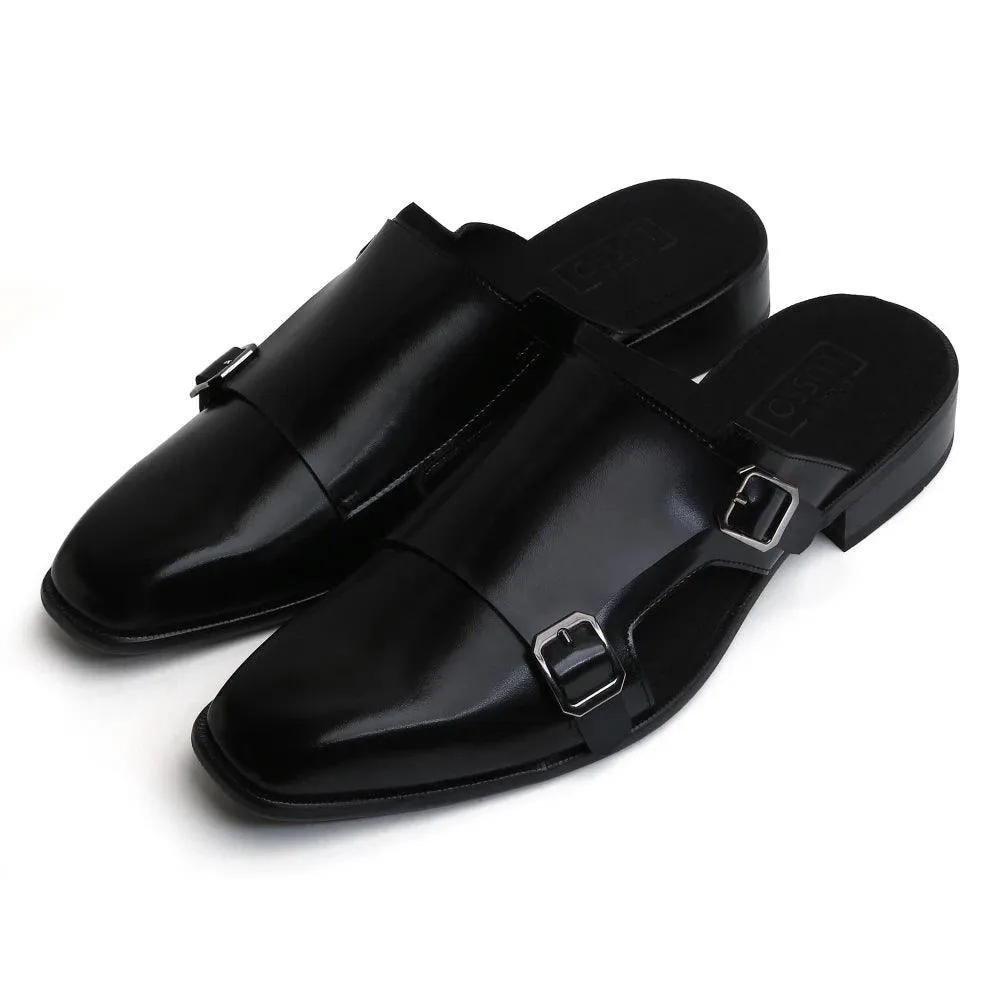 Hulio - Black Double Monk Mules