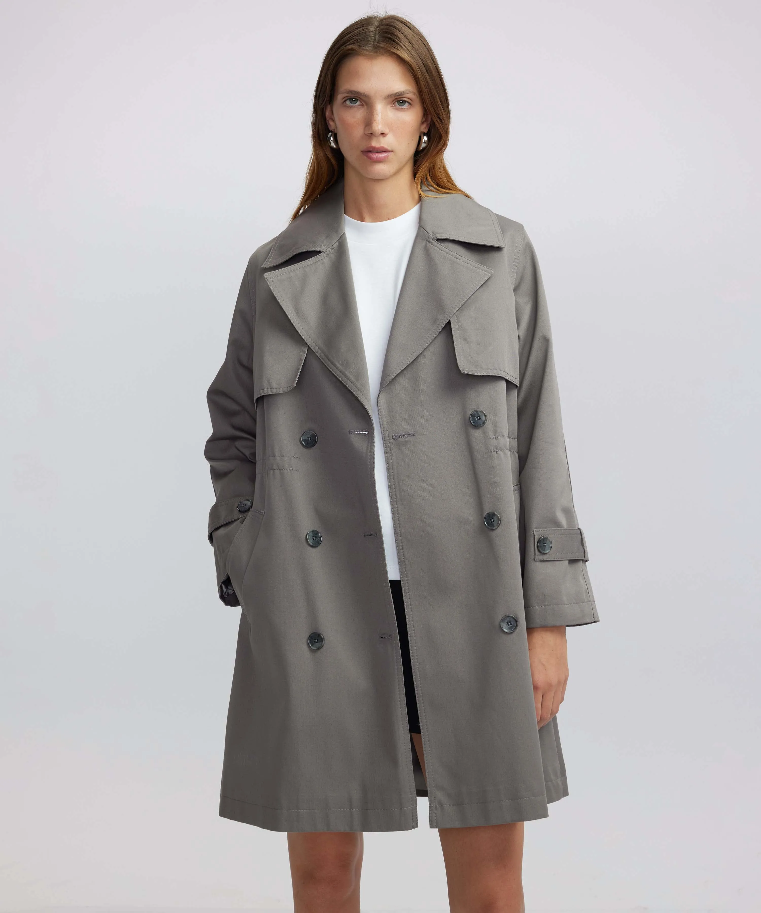 Ipekyol Buttoned Wide Collar Trench Coat Grey