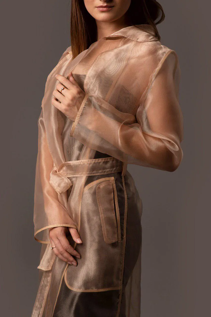 Italian Chiffon -Organza Transparent Trench Coat.