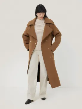 Italian Wool Raw Edge Coat | Camel