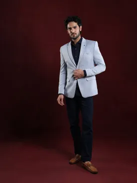 Knitted Grey Plain Slim Fit Full Sleeve Casual Blazer