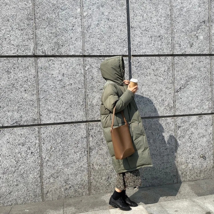 [Korean Style] Gress Long Cotton Parka Jacket