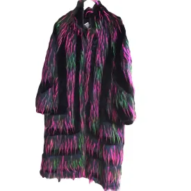 LAST ONE!! Black Fuscia Green Faux Fur Coat