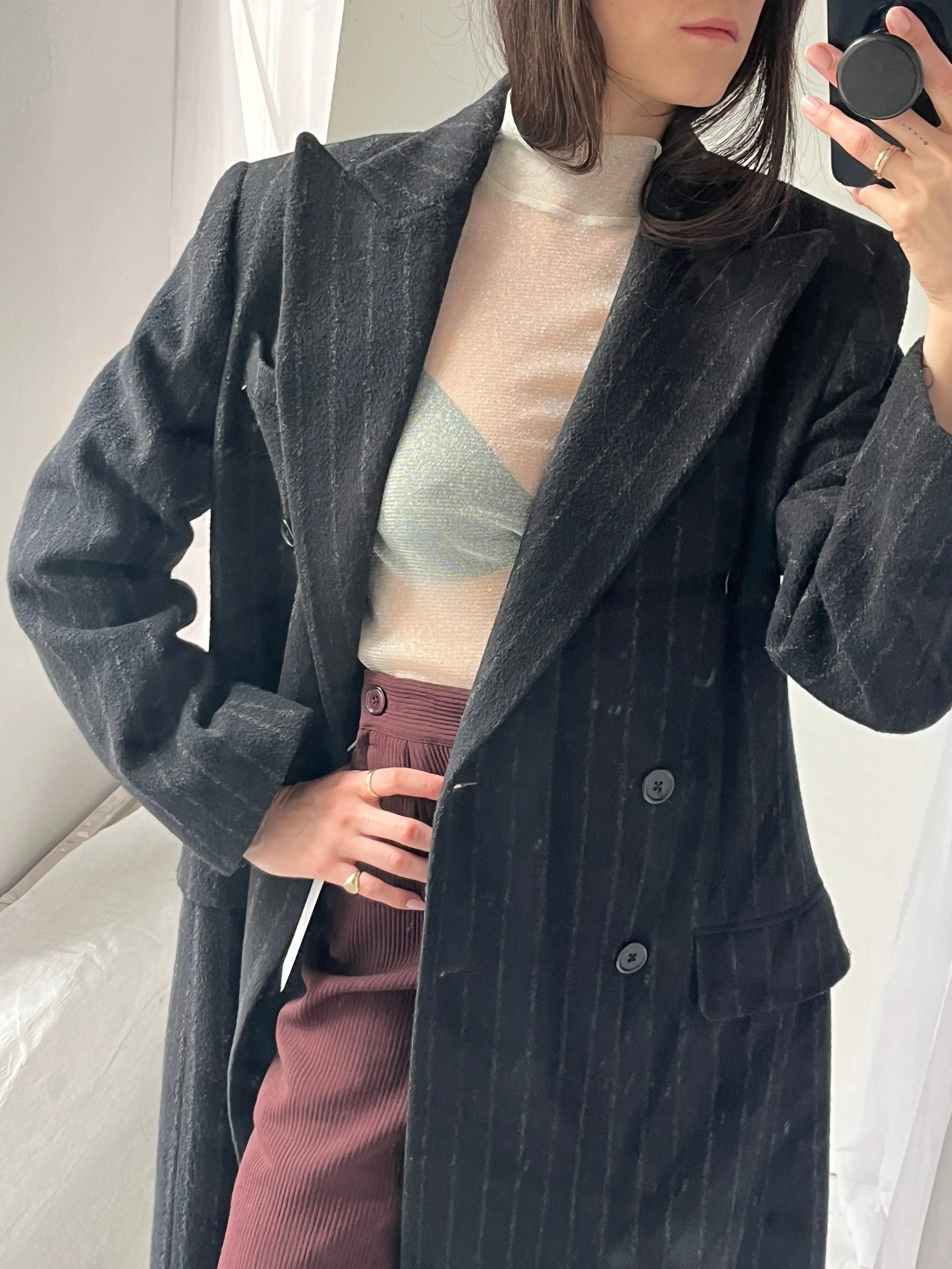 Lauren by Ralph Lauren Pinstripe Wool Coat