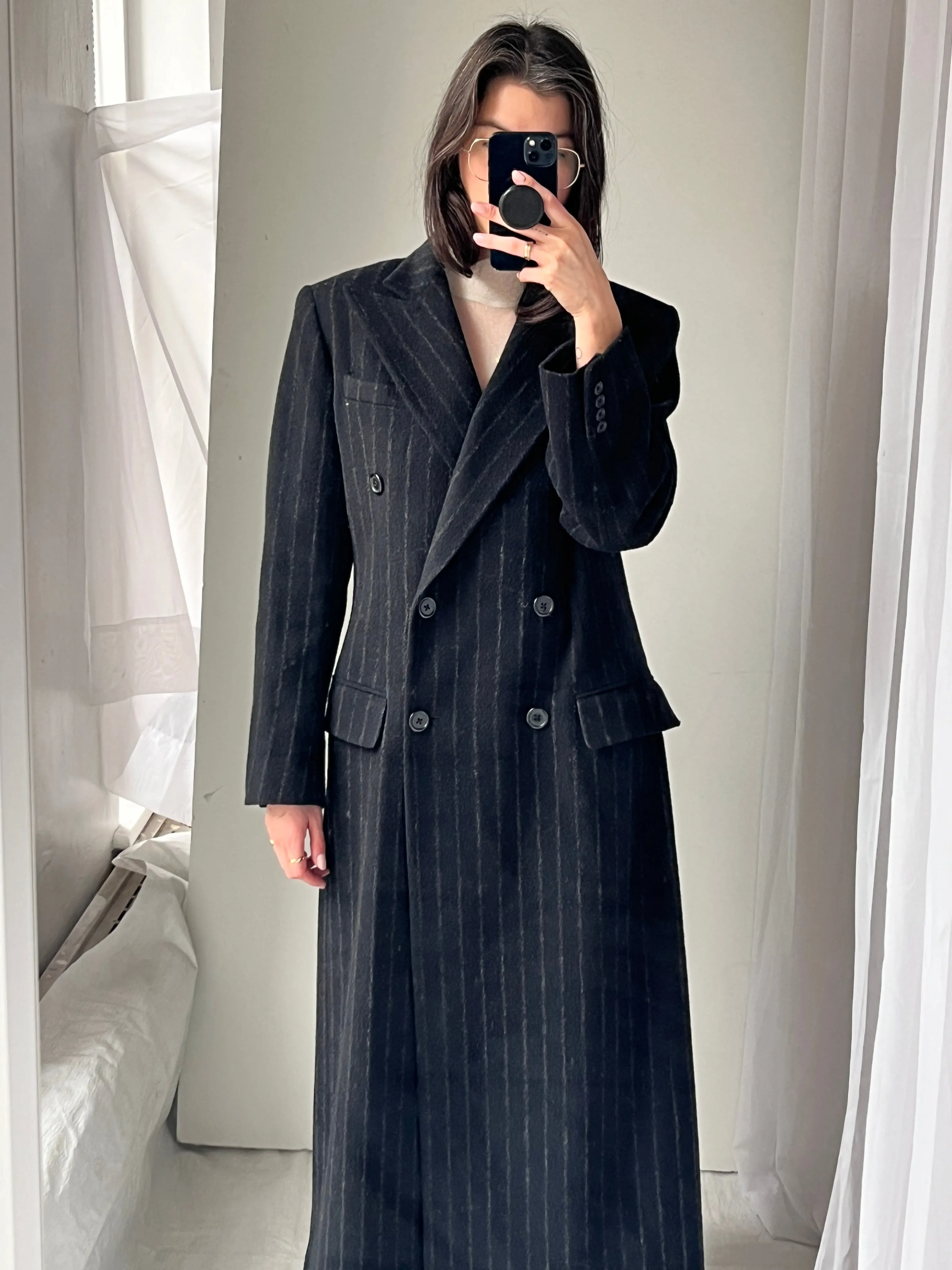 Lauren by Ralph Lauren Pinstripe Wool Coat