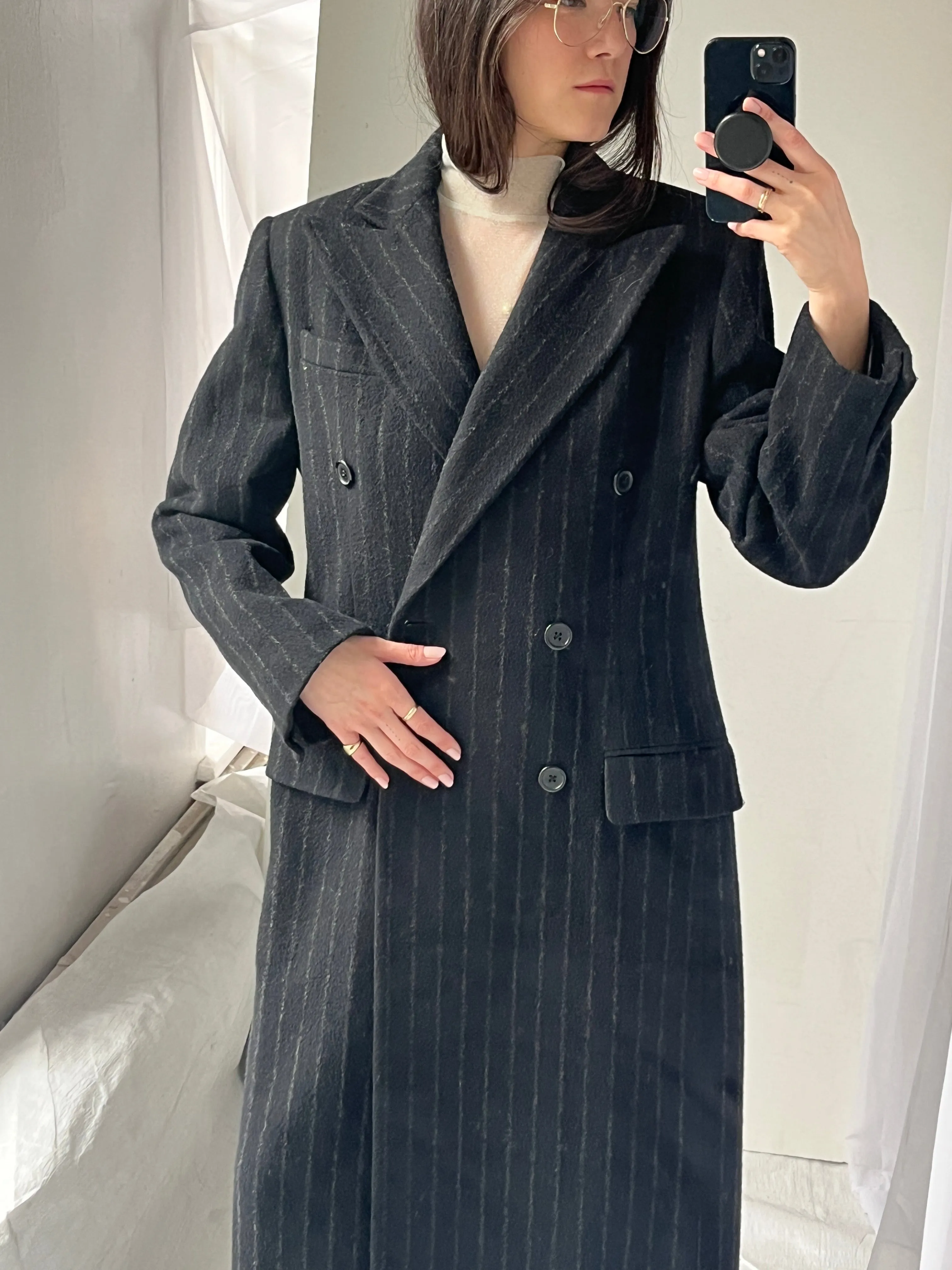 Lauren by Ralph Lauren Pinstripe Wool Coat