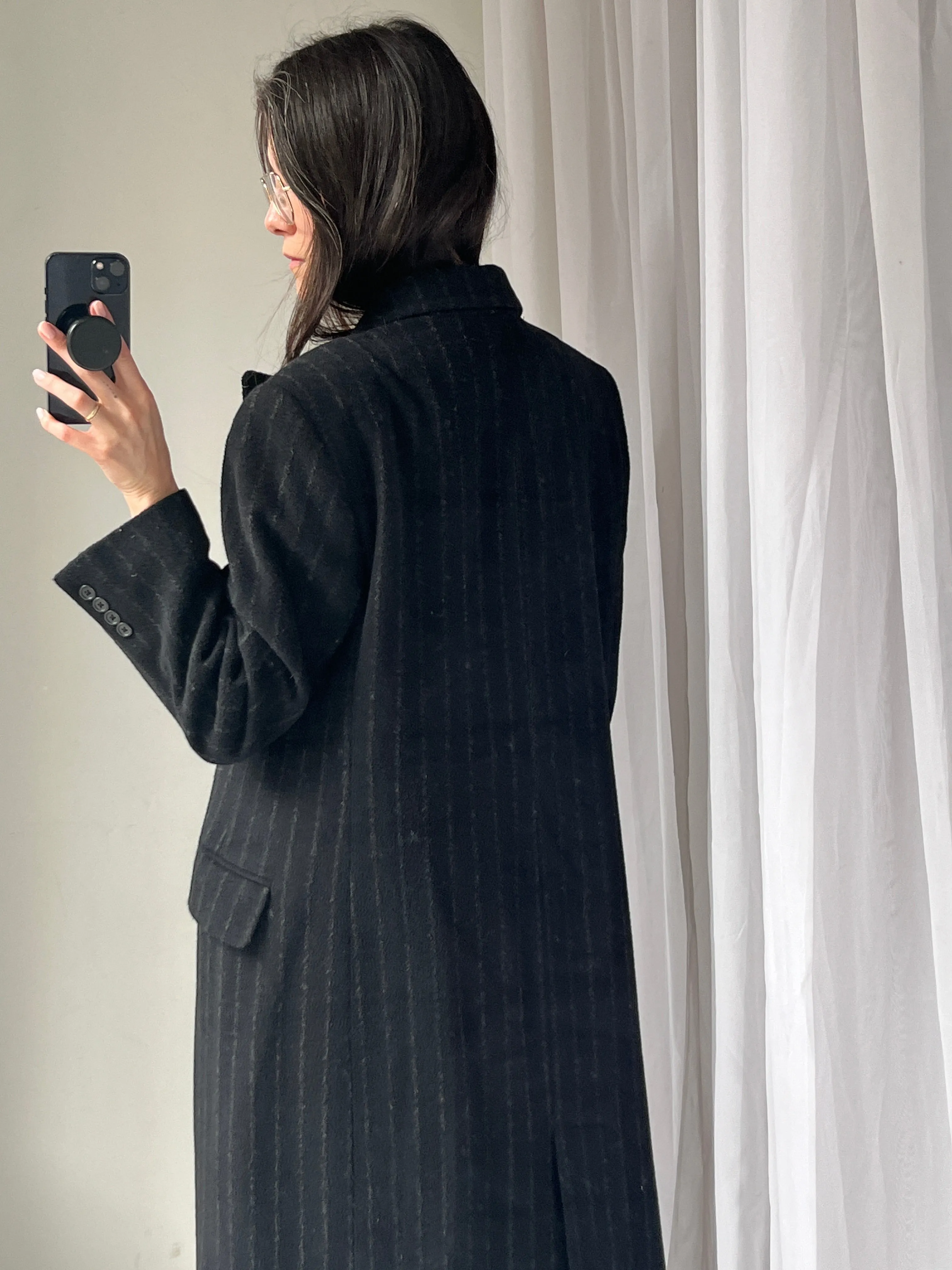 Lauren by Ralph Lauren Pinstripe Wool Coat