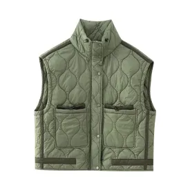 Lightweight Grid Puffer Vest for Women