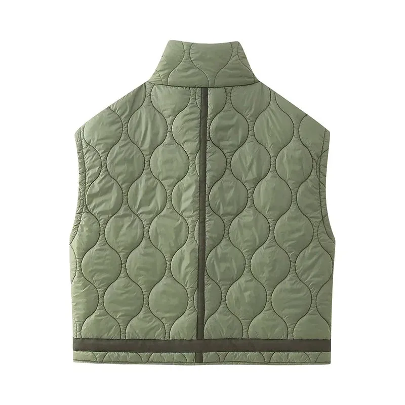 Lightweight Grid Puffer Vest for Women