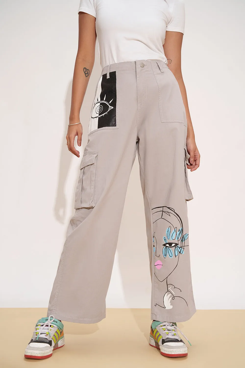 Line Art Luxe Grey Cargo Pants