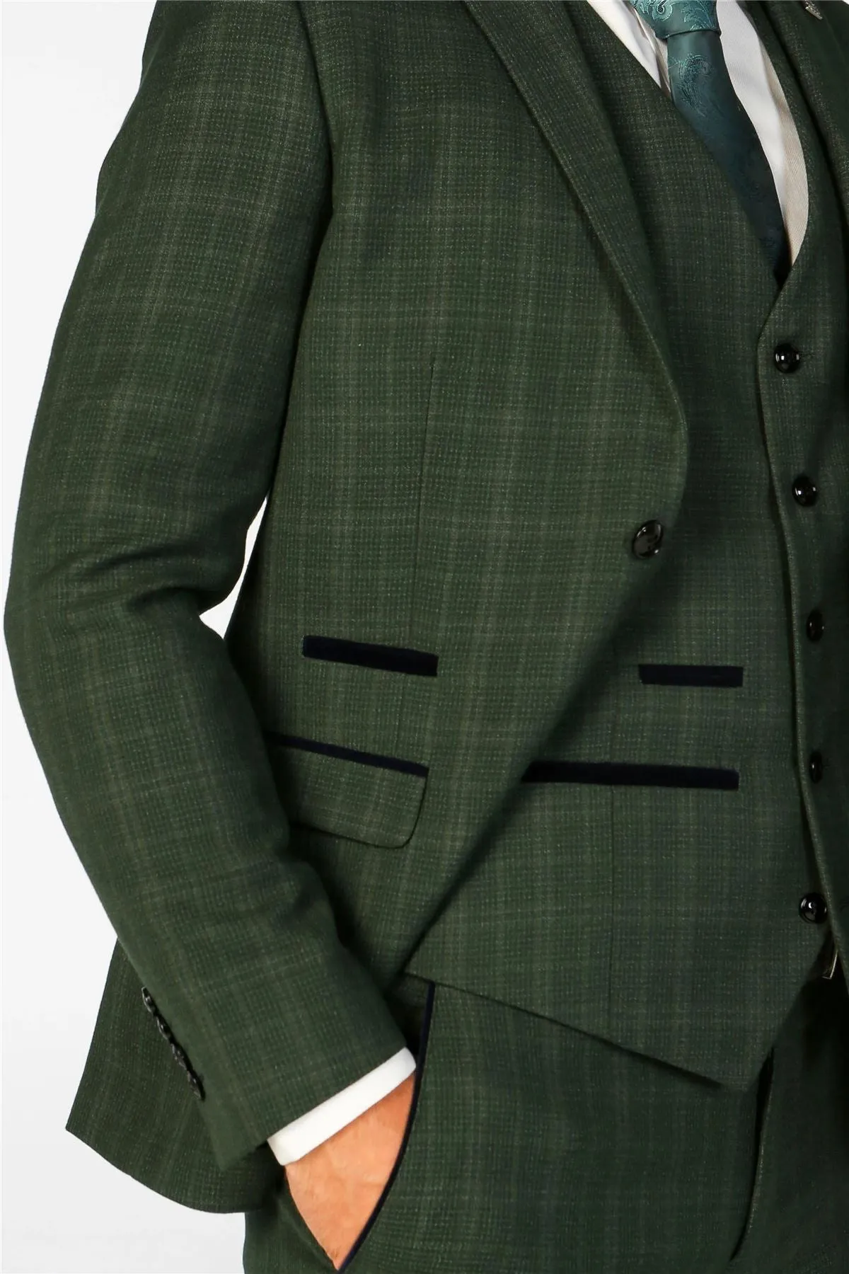 Men's Blazer Green Checked Tailored Fit Formal Suit Jacket