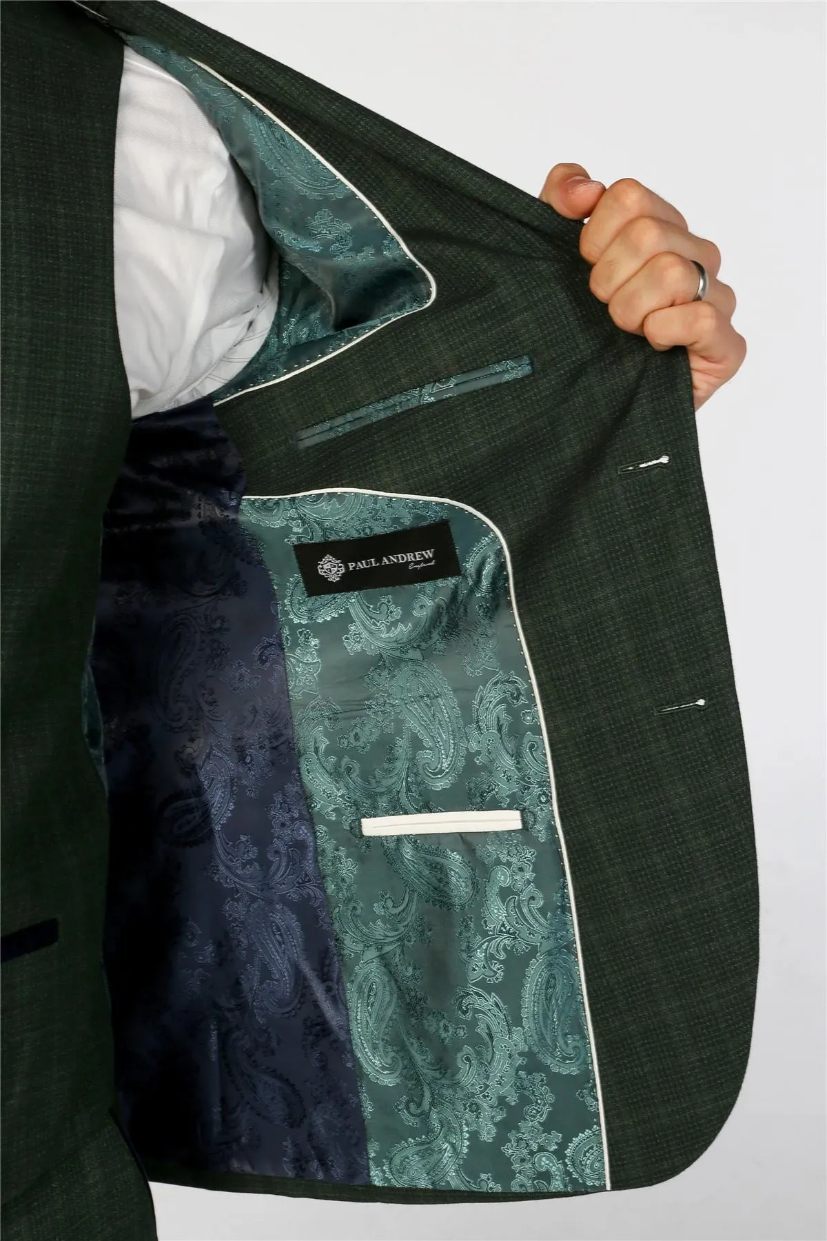 Men's Blazer Green Checked Tailored Fit Formal Suit Jacket