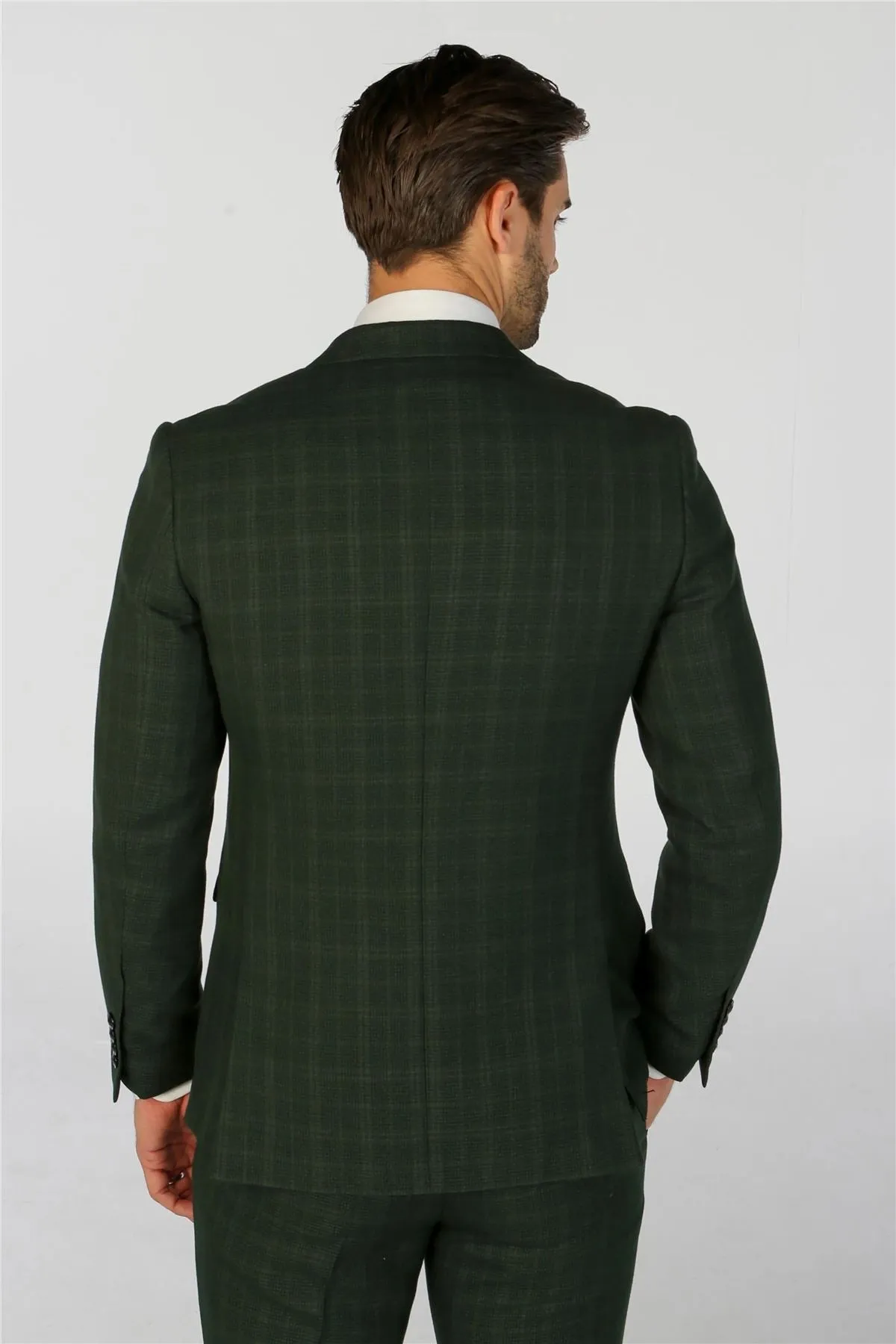 Men's Blazer Green Checked Tailored Fit Formal Suit Jacket